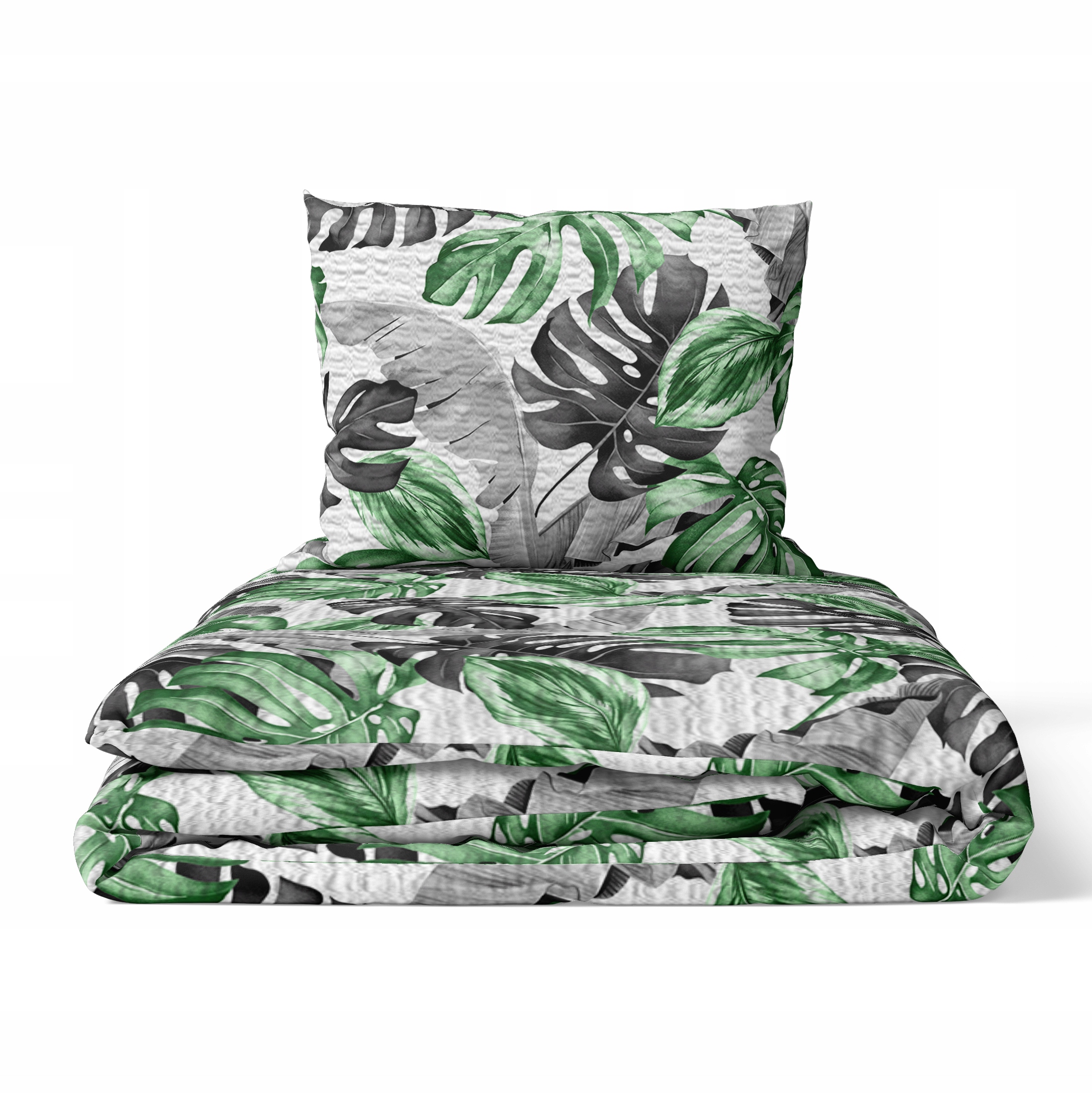 Krepové Povlečení 160x200 Povlak 70x80 Hrubá Polská Bavlna 3D listy zi