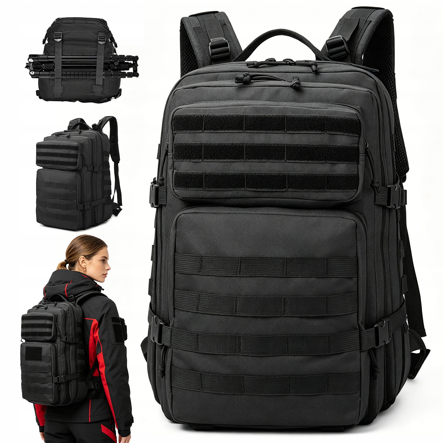 Plecak Taktyczny 45L Molle System Militarny Outdoor Wzmocniony 800D