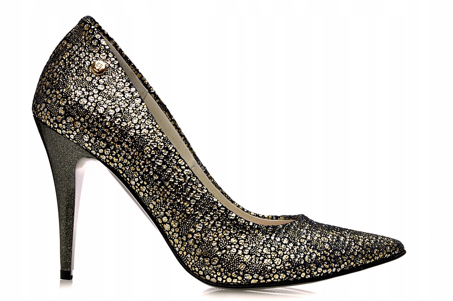 černé stříbrné lodičky kožené elegantní dámské boty J.w 36