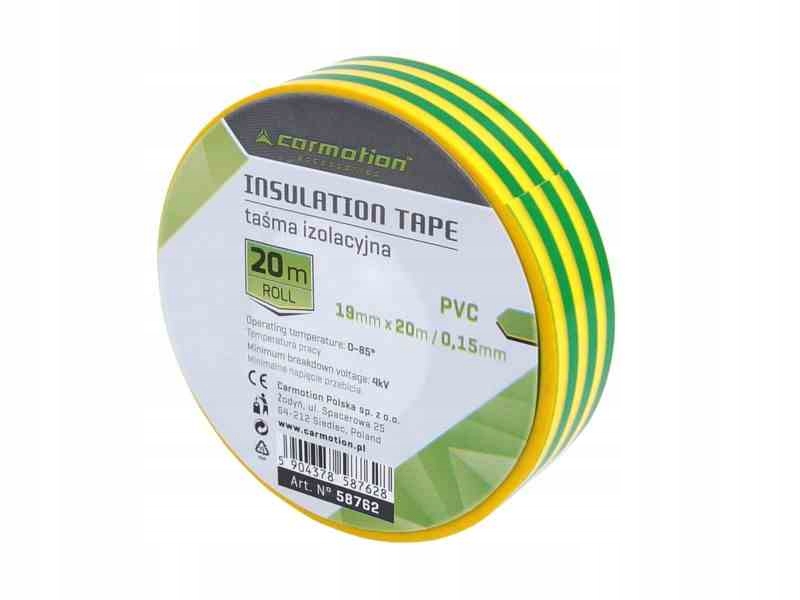 

Taśma izolacyjna Pvc 19 mm x 20 m żółto-zielona