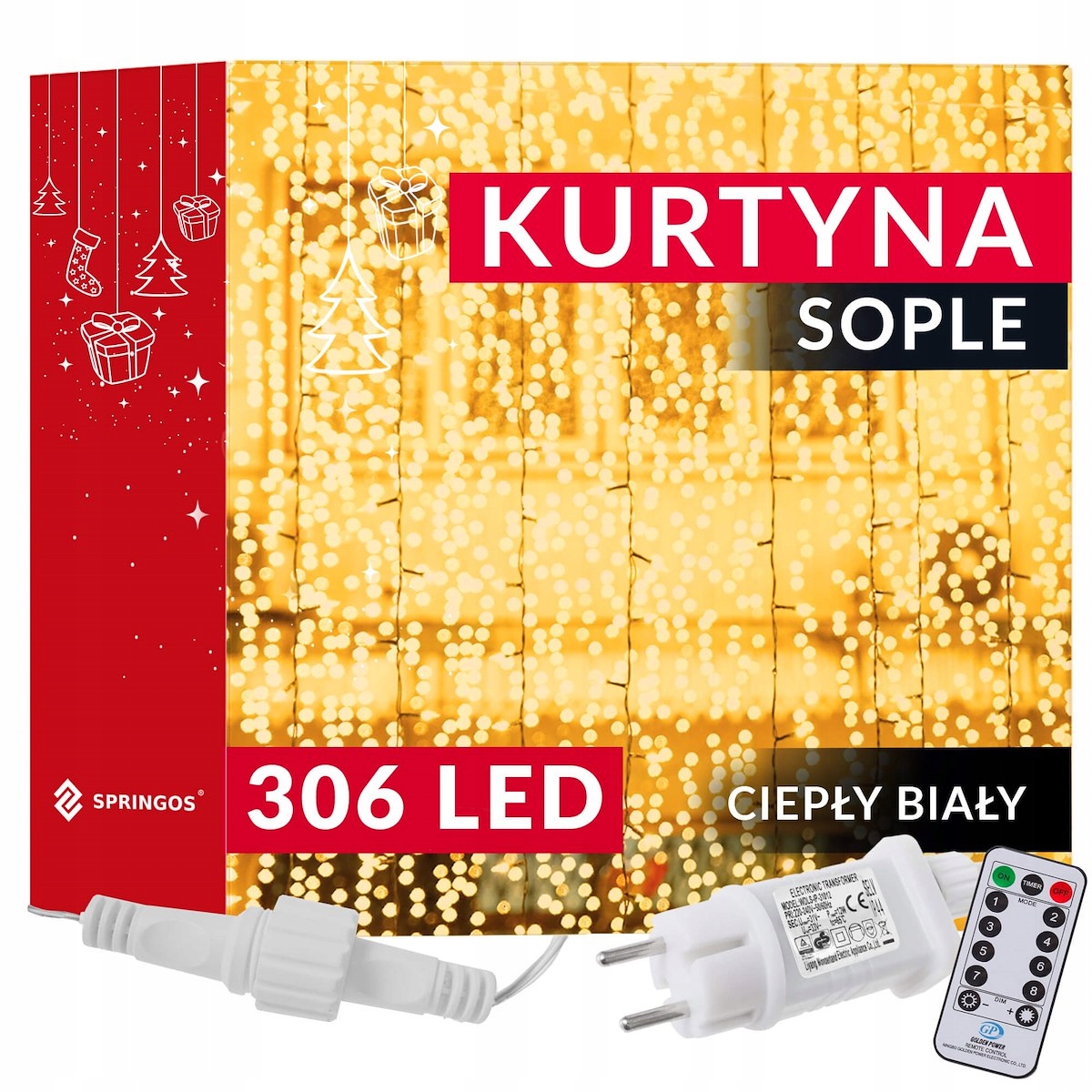 

Kurtyna Gwiazdy Lampki 306LED Wiszące Pilot Memory