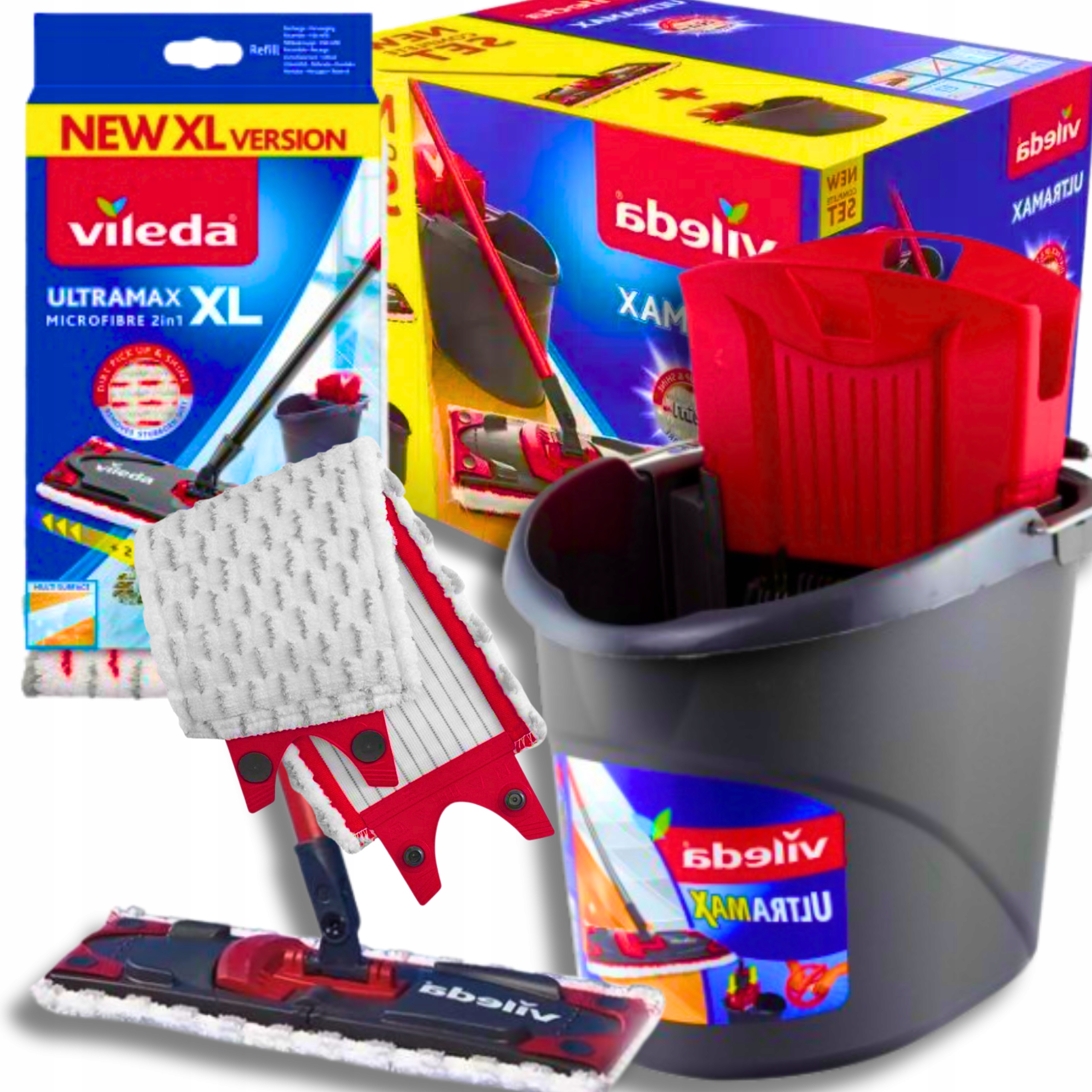 MOP VILEDA ULTRAMAX PŁASKI WIADRO WKŁAD ZESTAW XXL