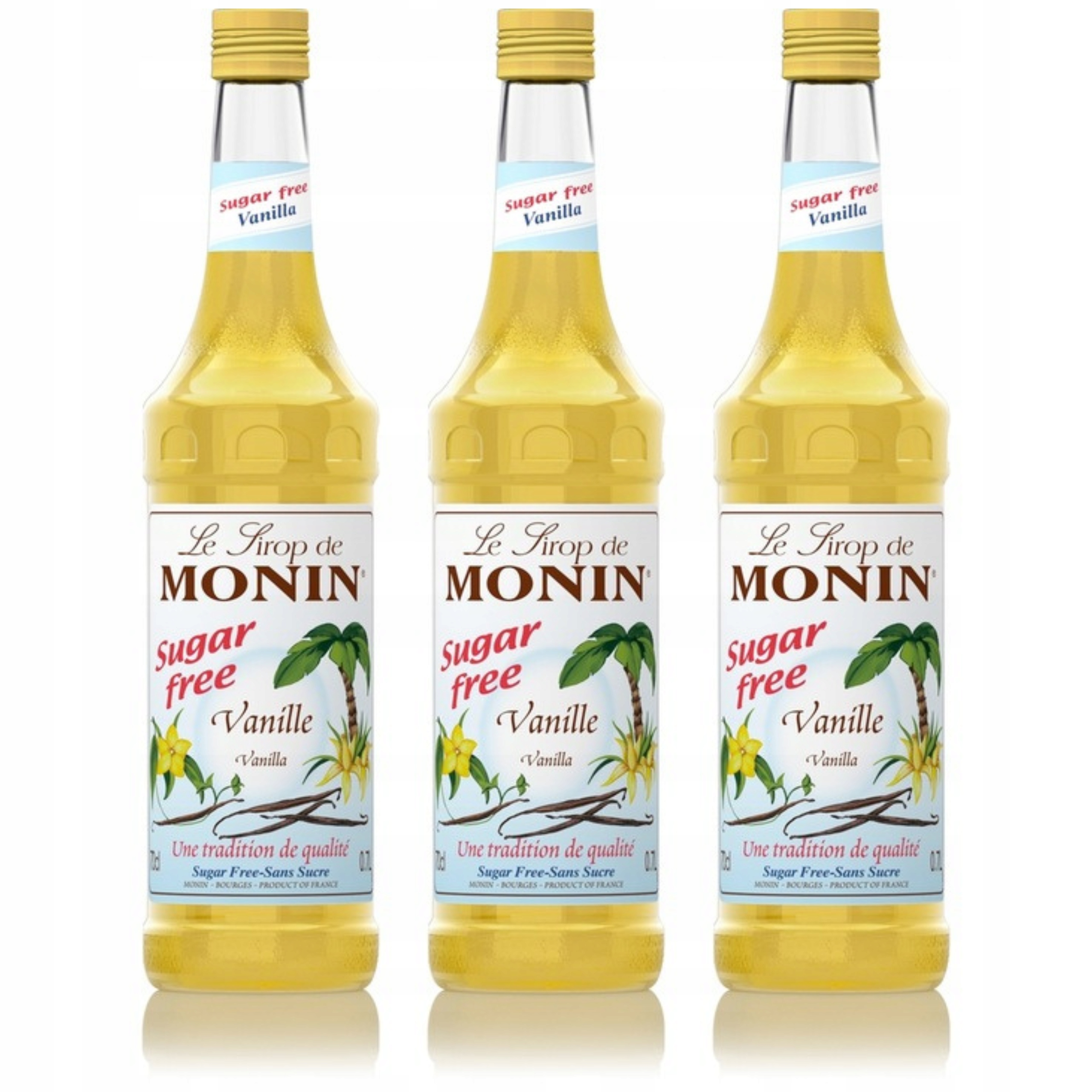 Levně Sada sirupů Monin: 3 x Vanilka bez cukru 700 ml Sugarfree Vanilla