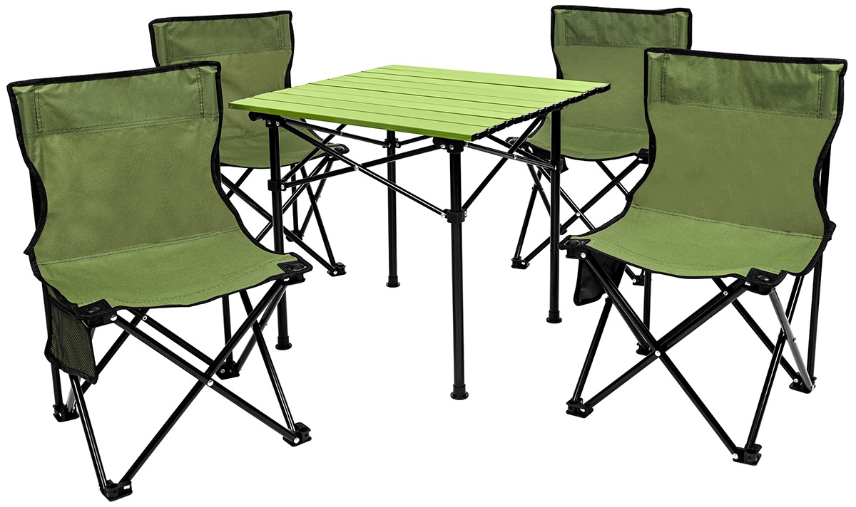 Kempingový set 5v1, skládací stolek a 4 židličky na kempování Enero Camp