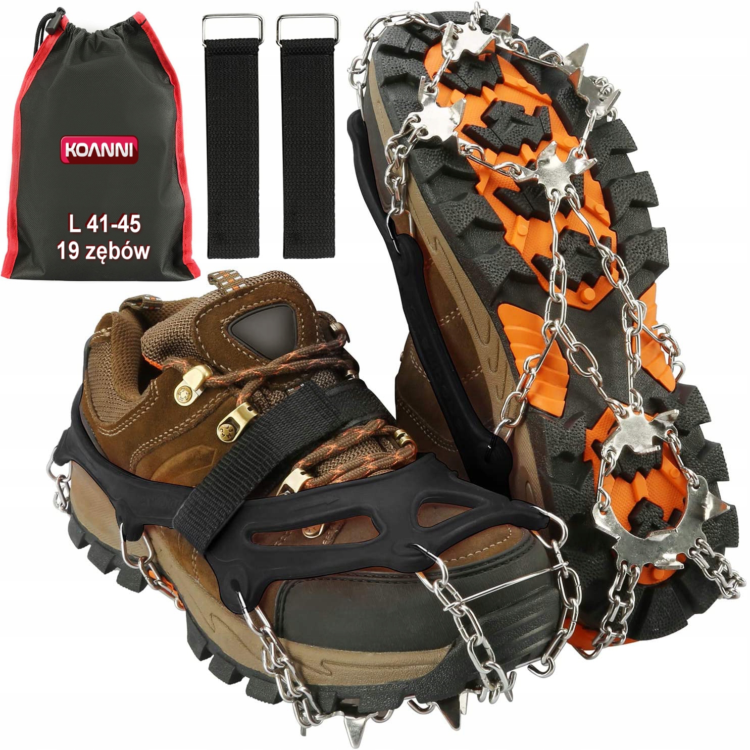 Mocne Raczki rozm. L 41-45 Nakładki Na Buty Kolce Łańcuchy 19 Zębów