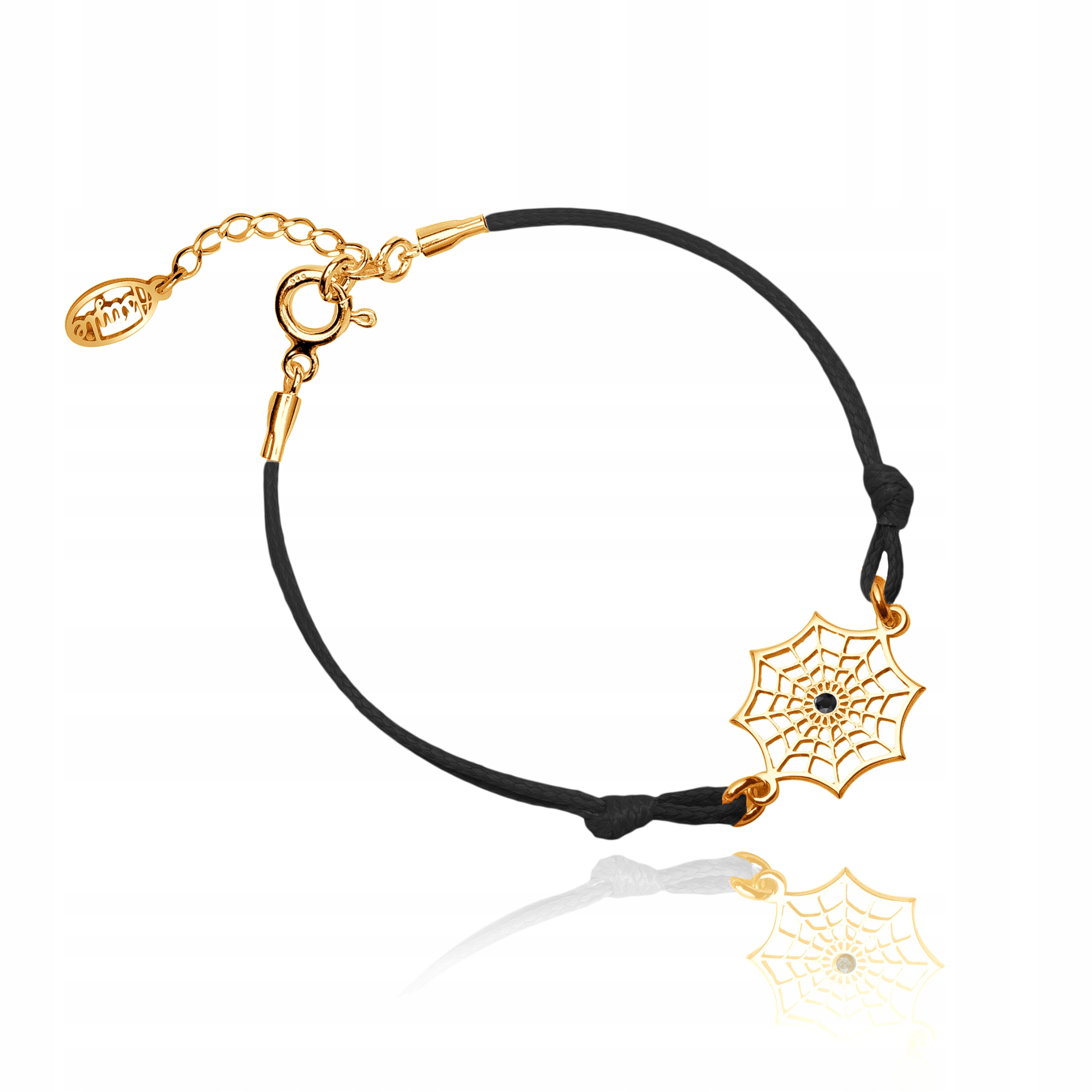 

Bransoletka sznurkowa pajęczynka srebrna pozłacana