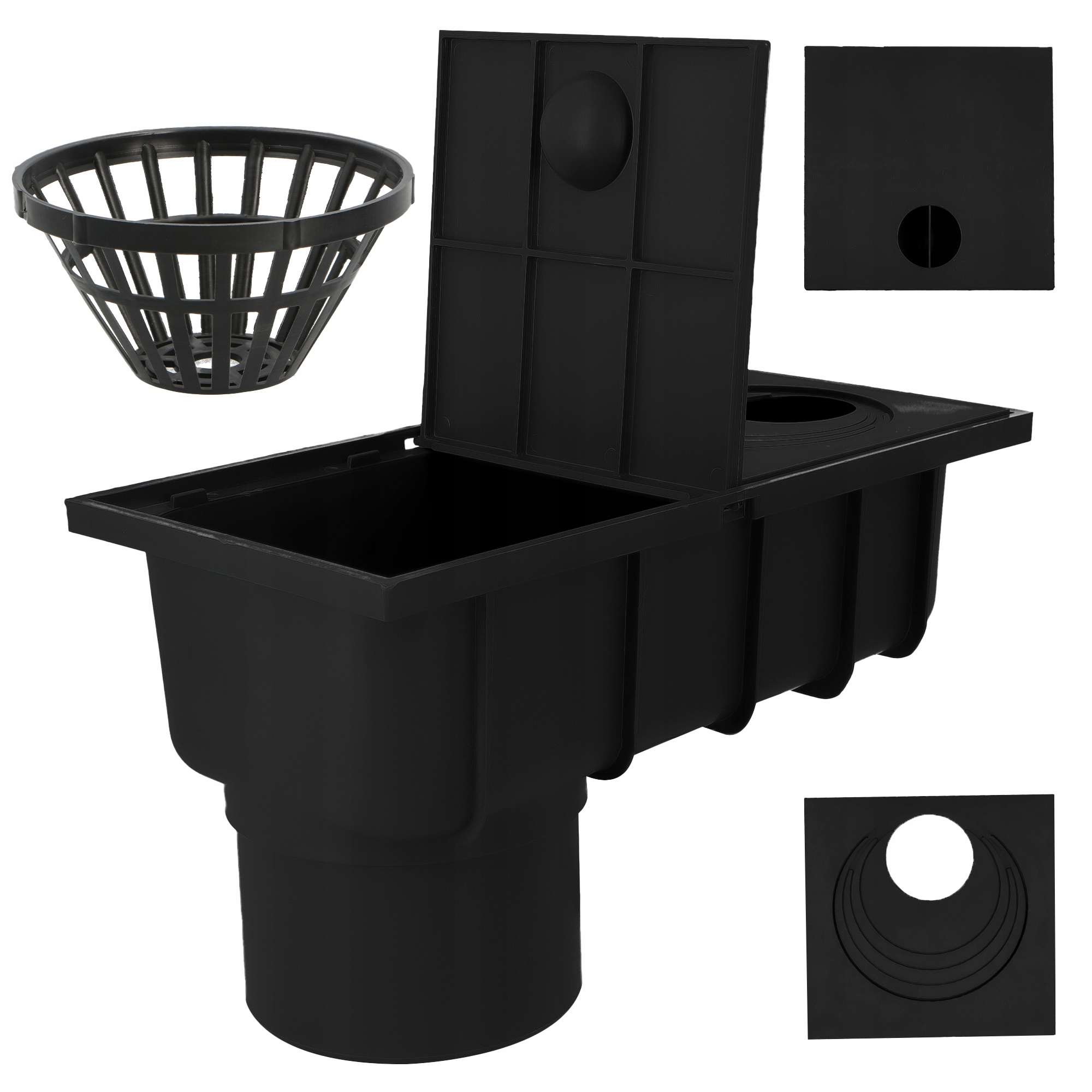 OSADNIK RYNNY CZYSZCZAK RYNNOWY STUDZIENKA REWIZJA DOLNY Ø 110 CZARNY DAMIX