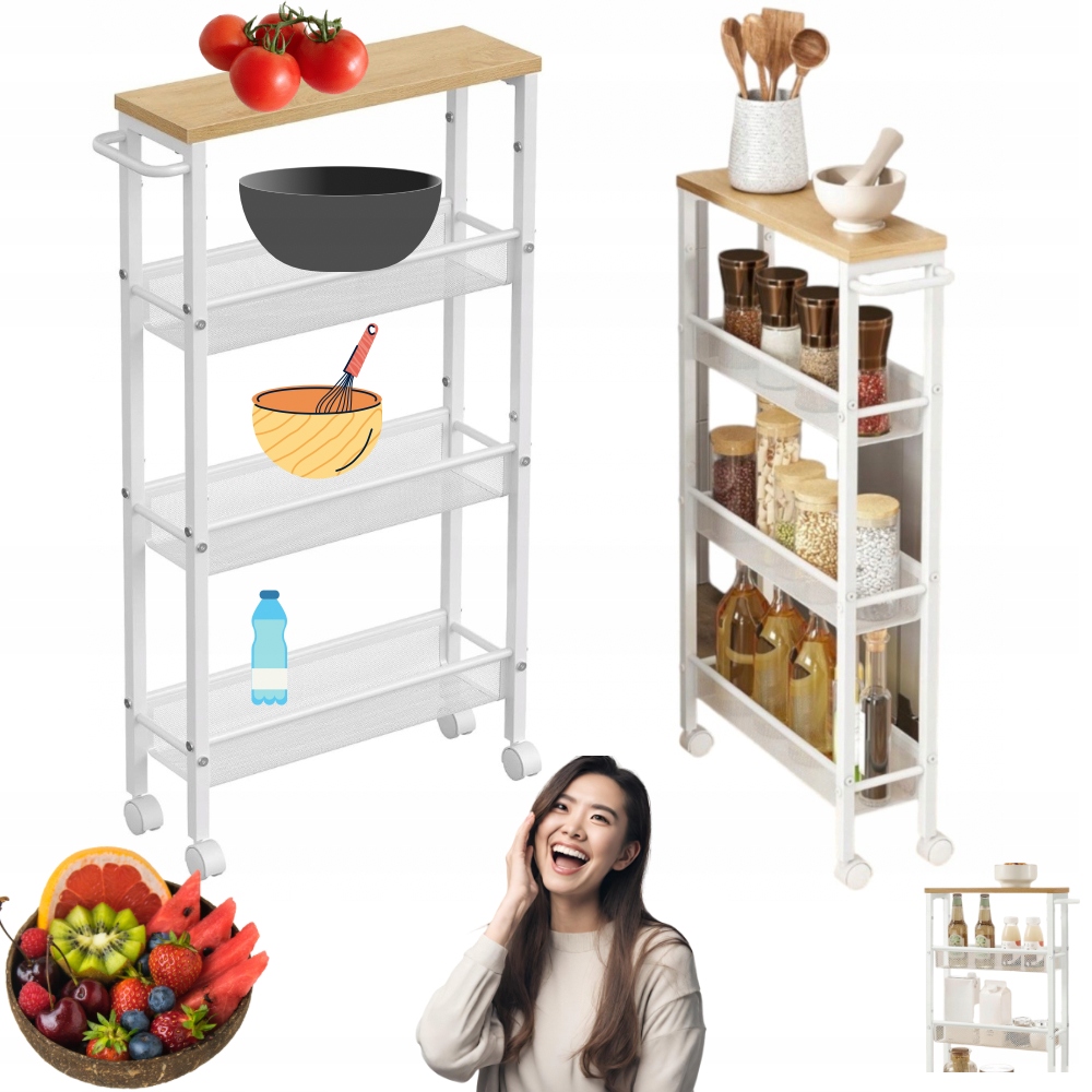 Kuchyňský Vozík Skříňka Police Regál Organizér Na Kolečkách Mobilní Vintage!