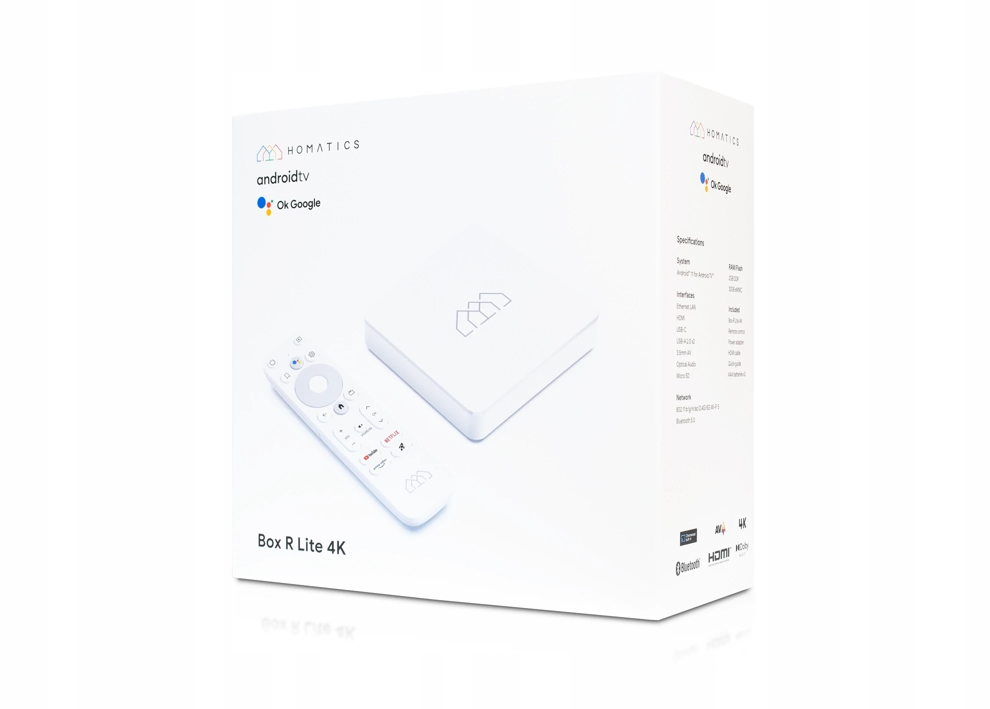 Smart Homatics Box R Lite 4K Android TV WiFi Netflix Disney 32GB Kod producenta BOX R LITE