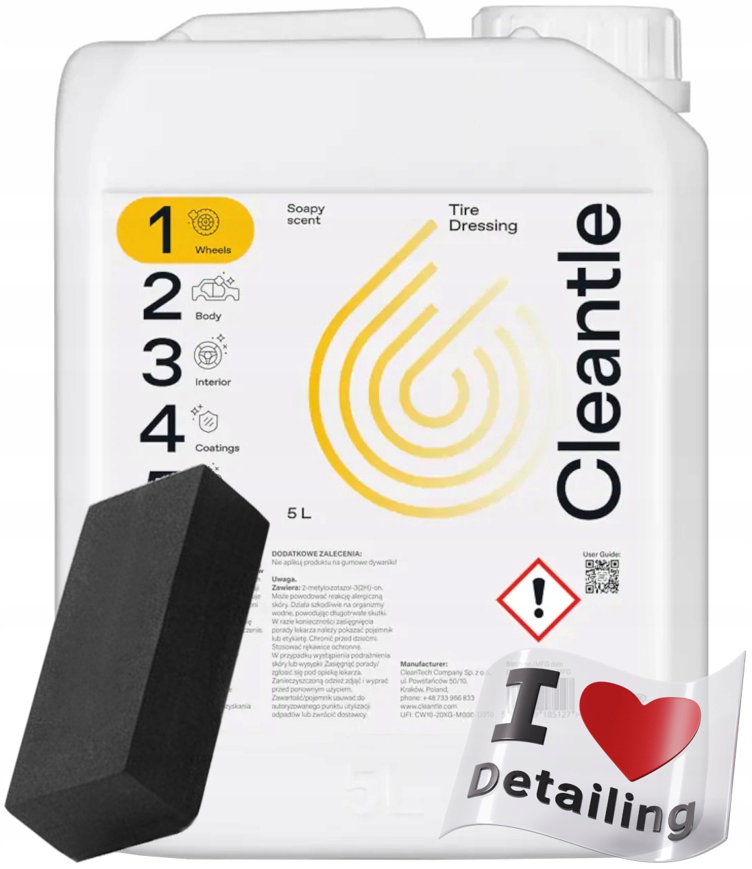 Cleantle Tire Dressing pre pneumatiky a bezpečnostné tesnenia zlepšuje vzhľad 5L