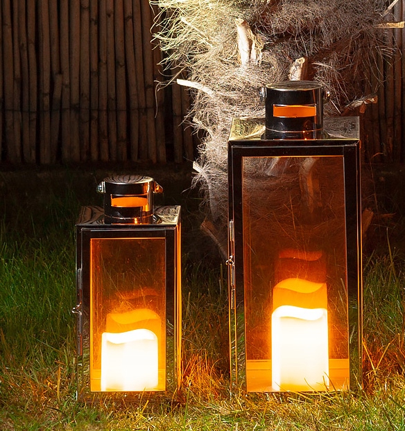 LATARNIE LAMPIONY CHROM GLAMOUR 30+42 + ŚWIECE LED Materiał wykonania metal szkło
