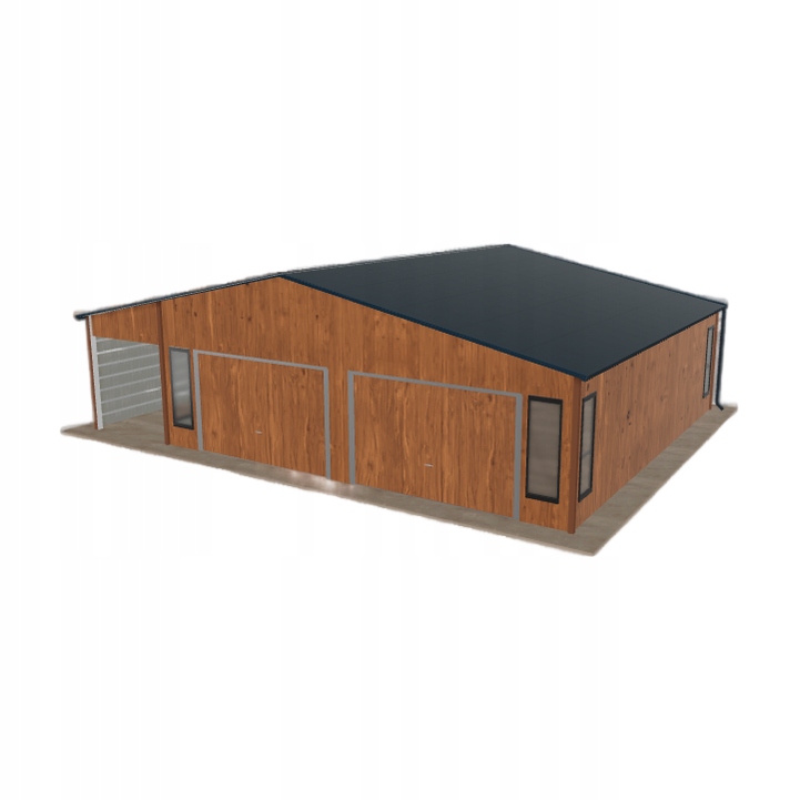Plechová garáž 8x8 m s přístřeškem Zlatý dub
