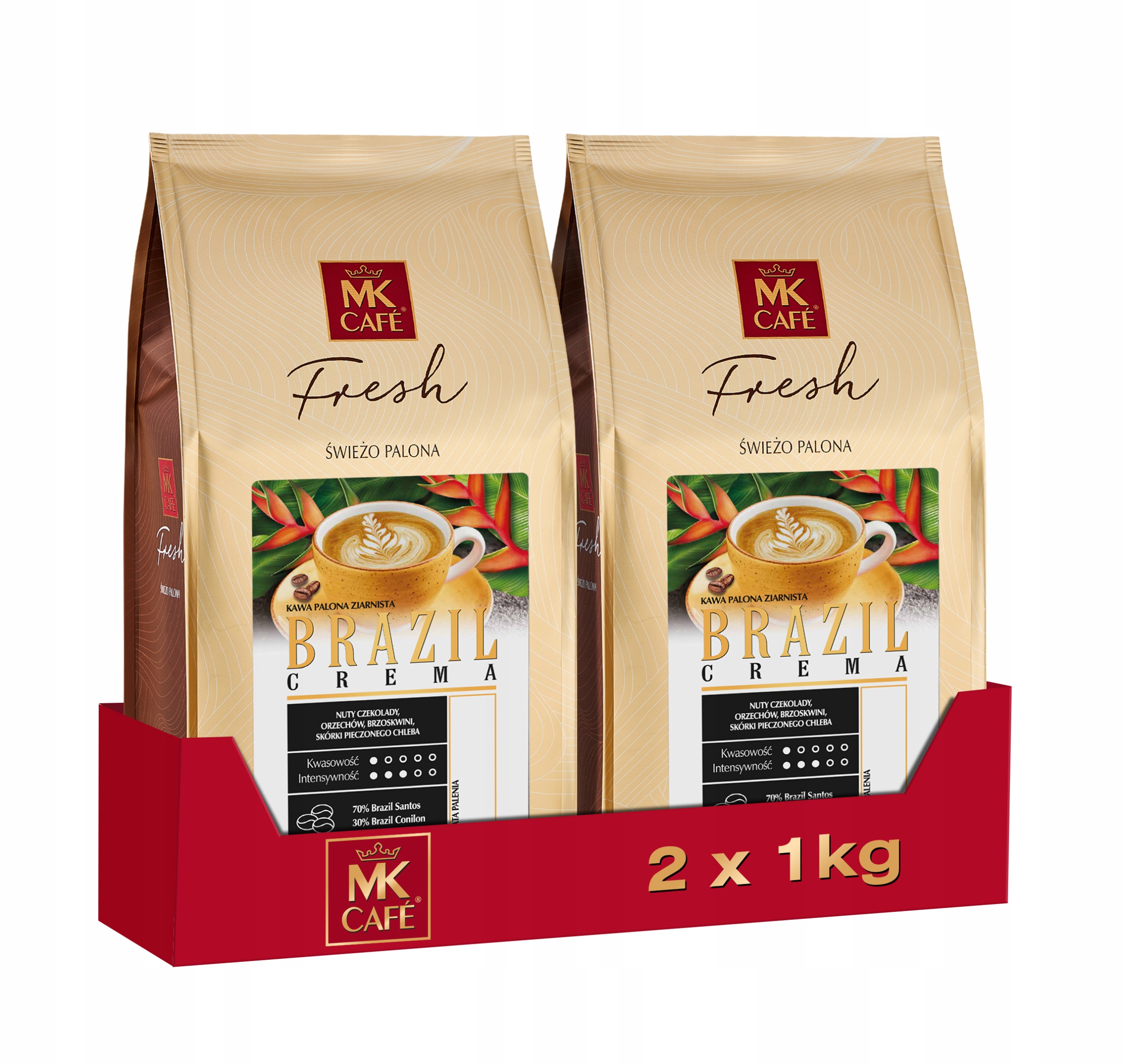 Levně Káva zrnková Mk Cafe Fresh Brazil Crema 2x1 kg