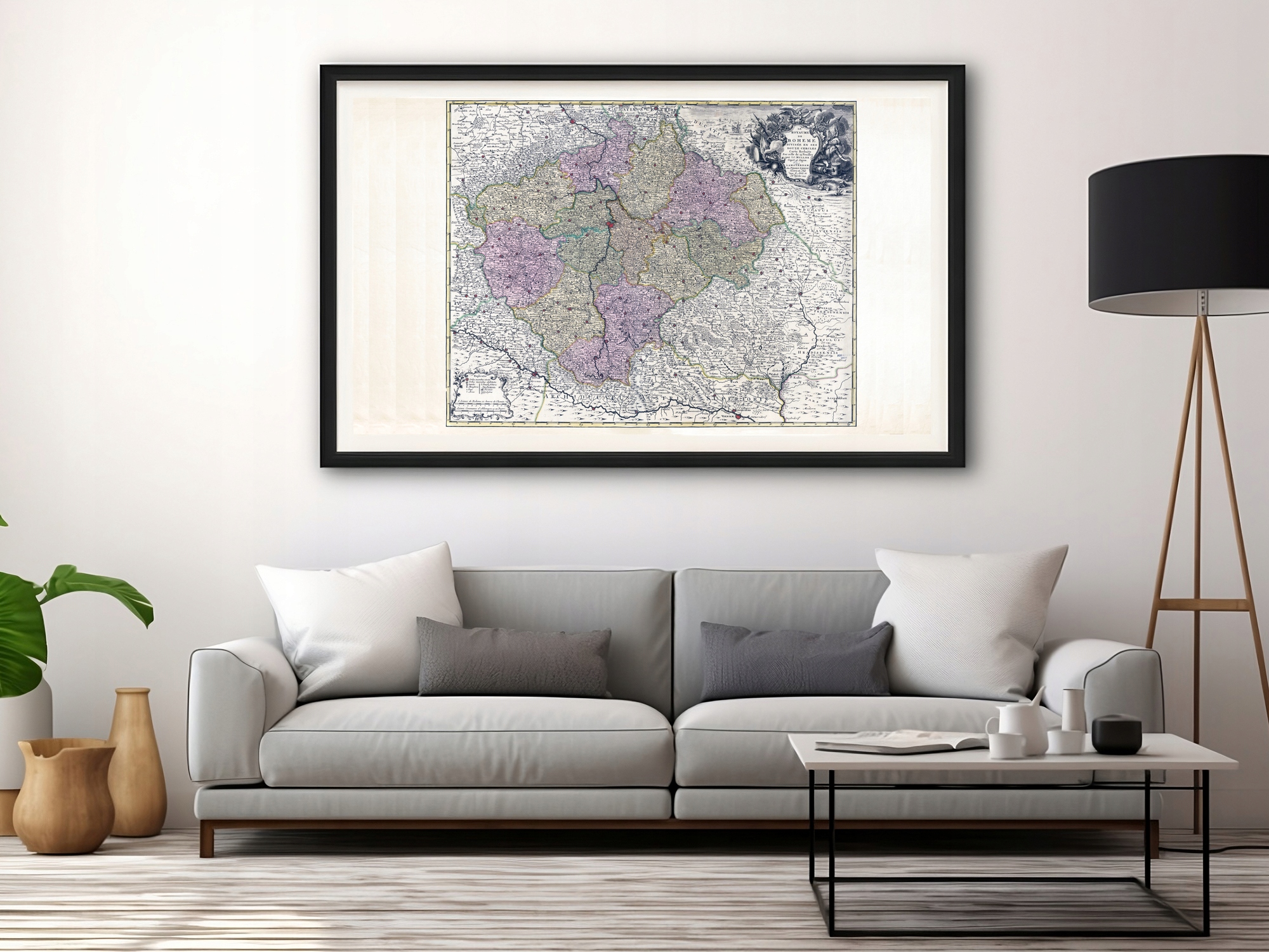 Stara mapa Bochemii Czech - Muller - 1745 - 50x40