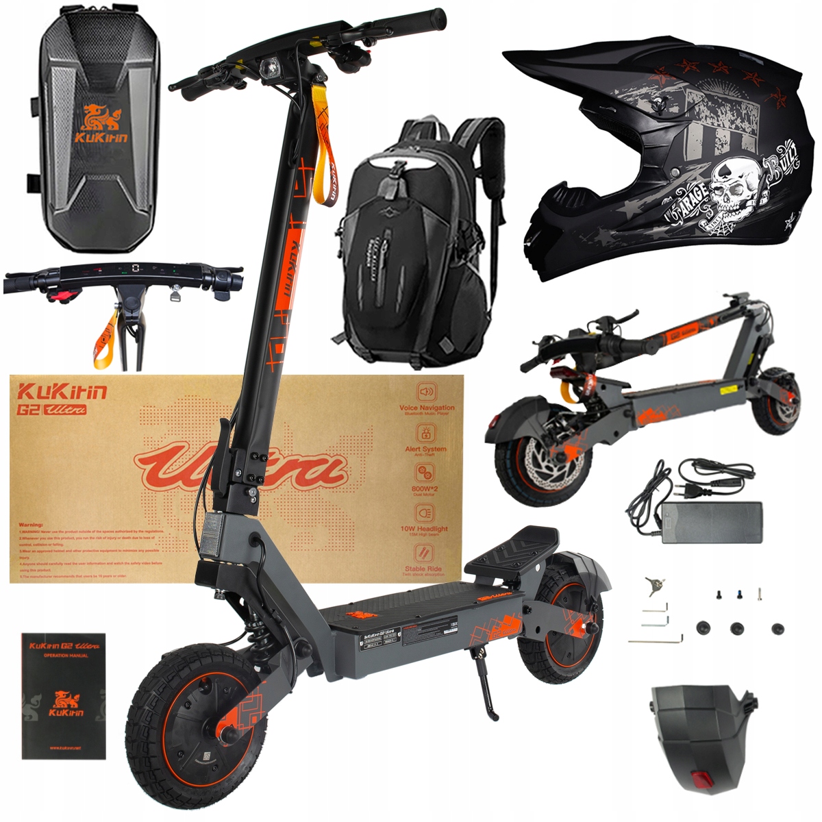 Kukirin G2 Ultra elektrické vozidlo 2000W 55km/h 55KM 48V18Ah 10" dárky