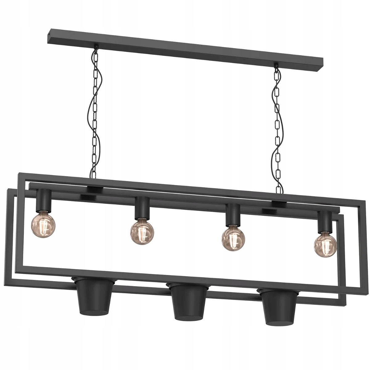 Geometrická závesná lampa čierna s kvetinovými záhonmi 4 body 110 cm Luminex