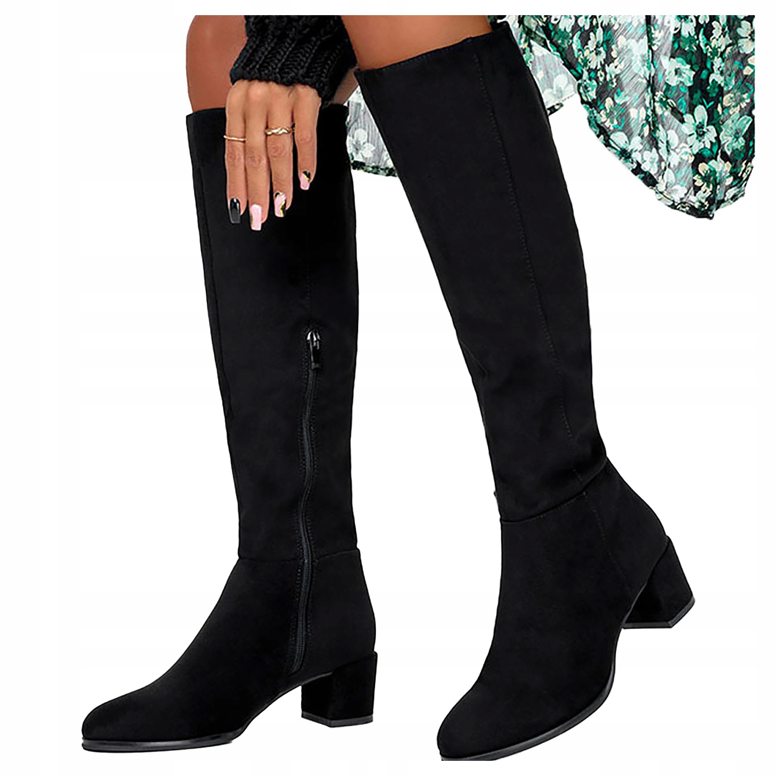 Dámské Zimní Kozačky Na Nízkém Podpatku S Ozdobným Zipem, Černé, velikost 39