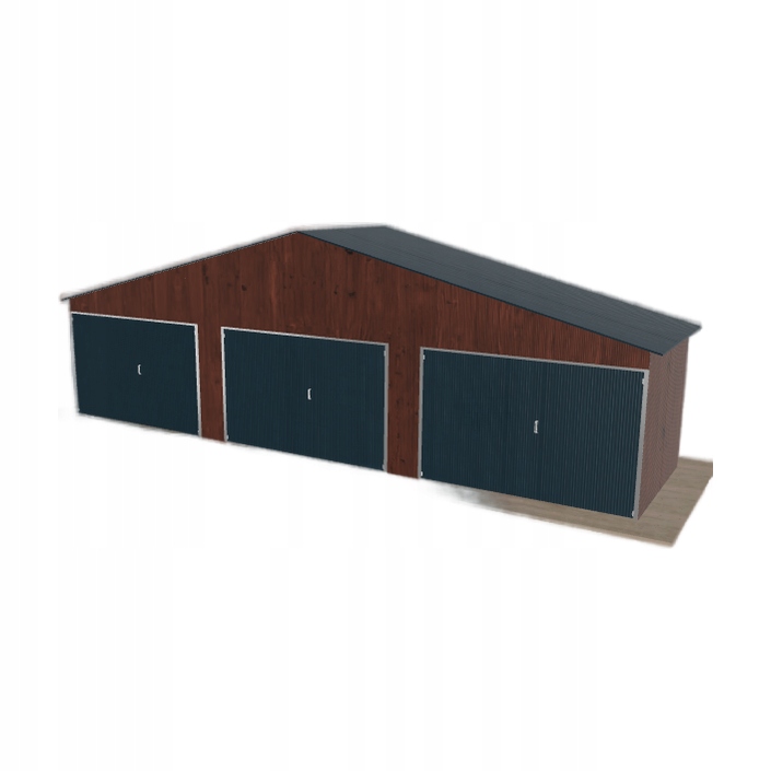 Plechová garáž 10x2.5 m, třípolohová, sedlová, tmavý ořech