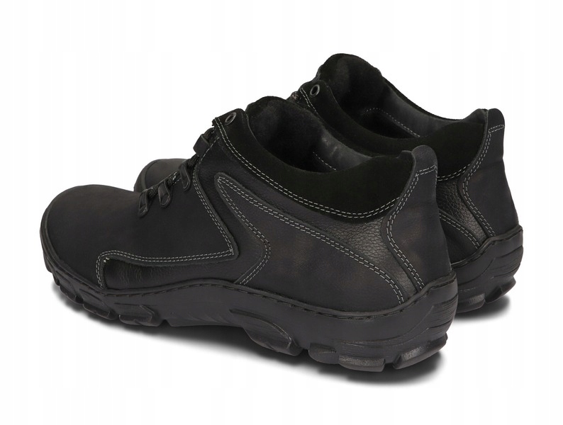 TRZEWIKI MĘSKIE TREKKINGI OCIEPLONE 905 CZARNY 42 Materiał zewnętrzny skóra naturalna