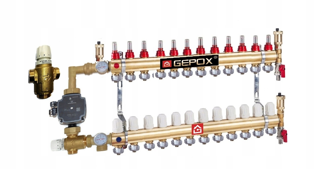 Rozdělovač 12 s čerpací skupinou pro podlahové krytiny