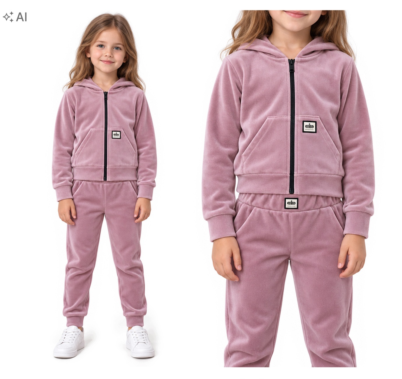 Komplet dresowy dla dziewczynki Dres welurowy Bluza rozpinana Spodnie 110