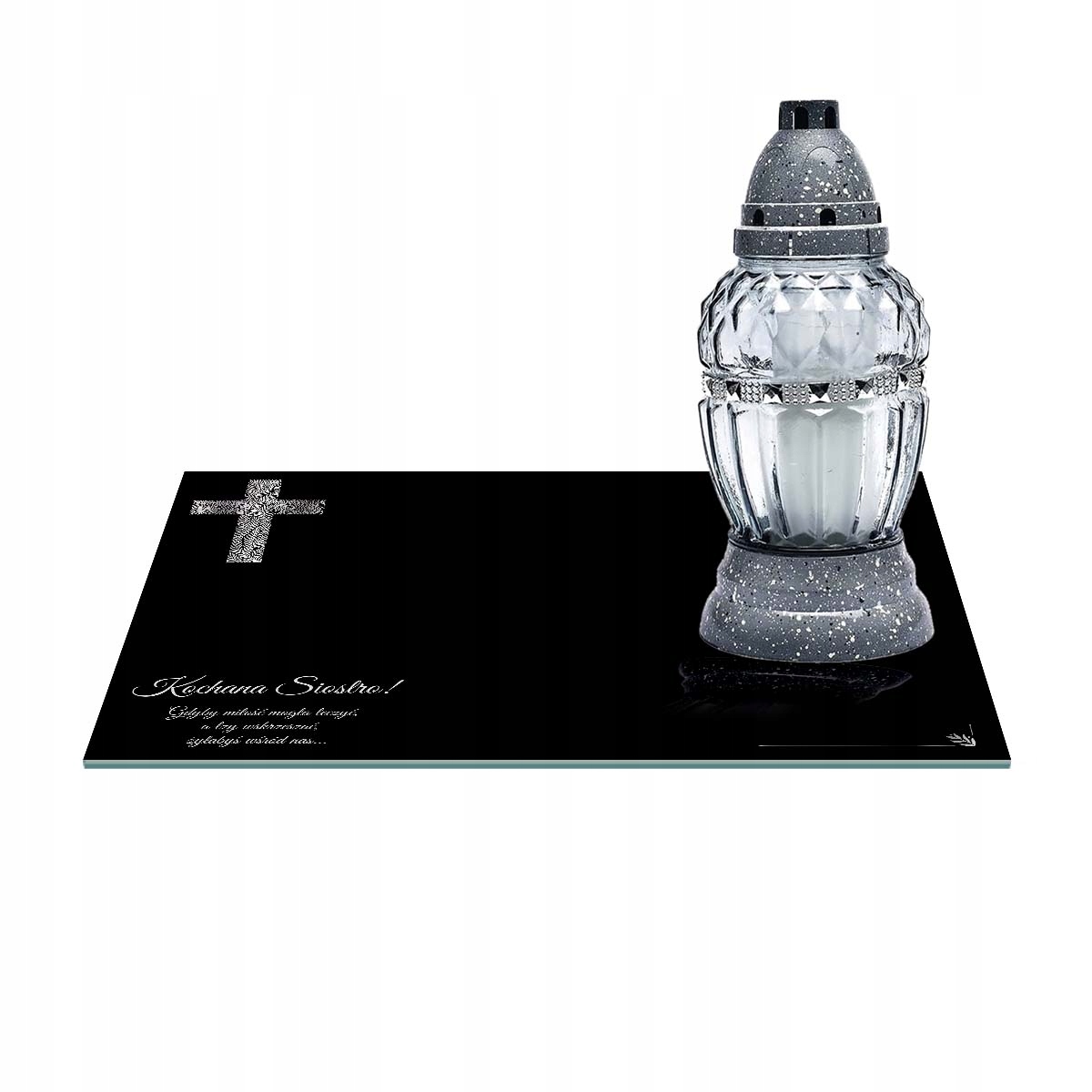 SZKLANA PODSTAWKA POD ZNICZE 30x20cm 562a Siostro