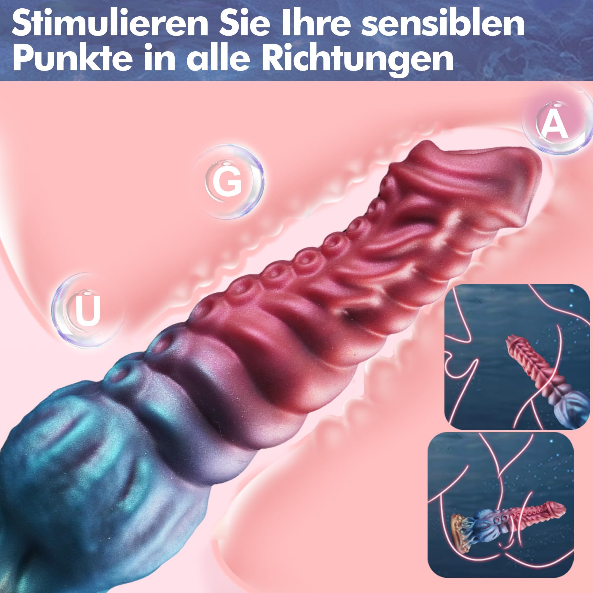 FANTASY Dildo Potwór Tentakel 24cm Silikonowy Z Przyssawką Dla Par — miniatura 4