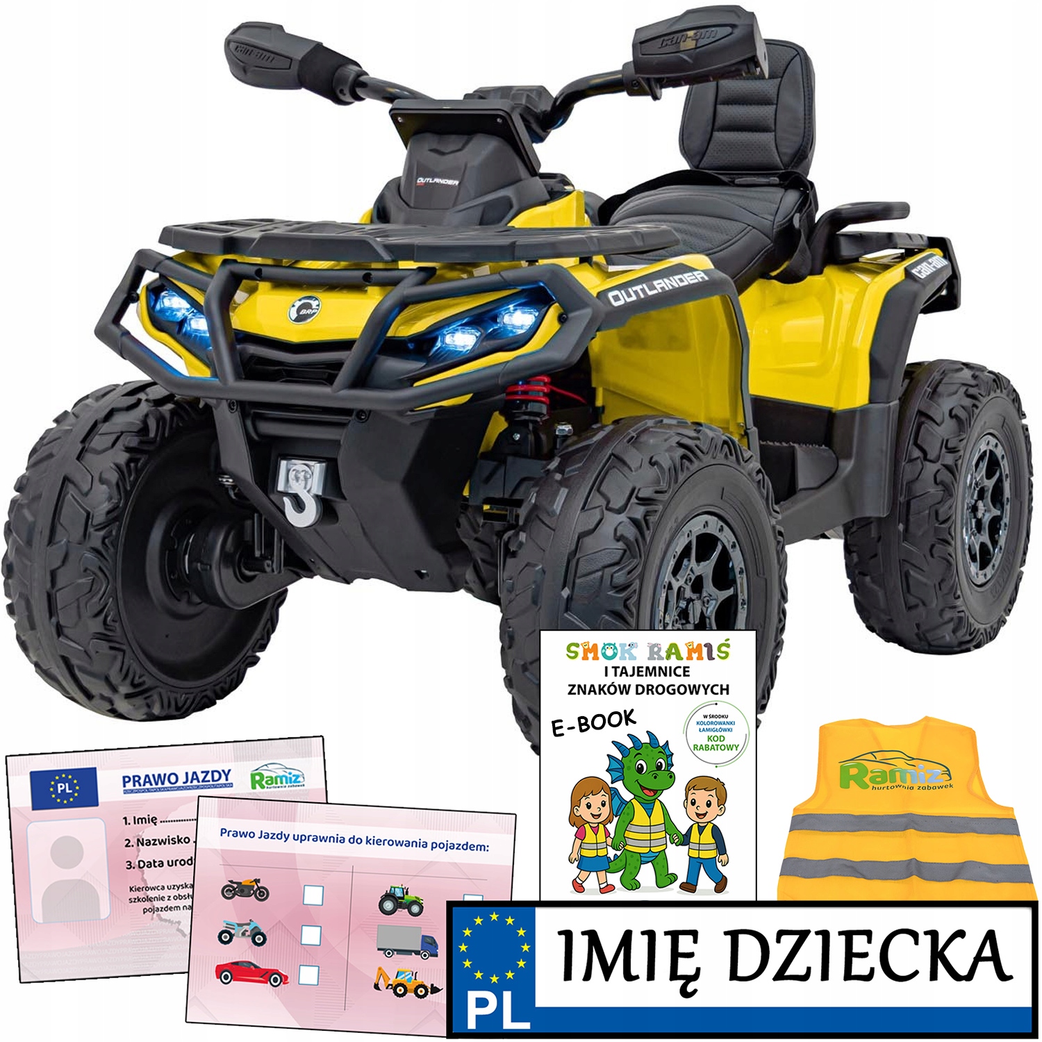 quad na akumulator Can Am Outlander Atv pilot 4 mocne silniki Pilot