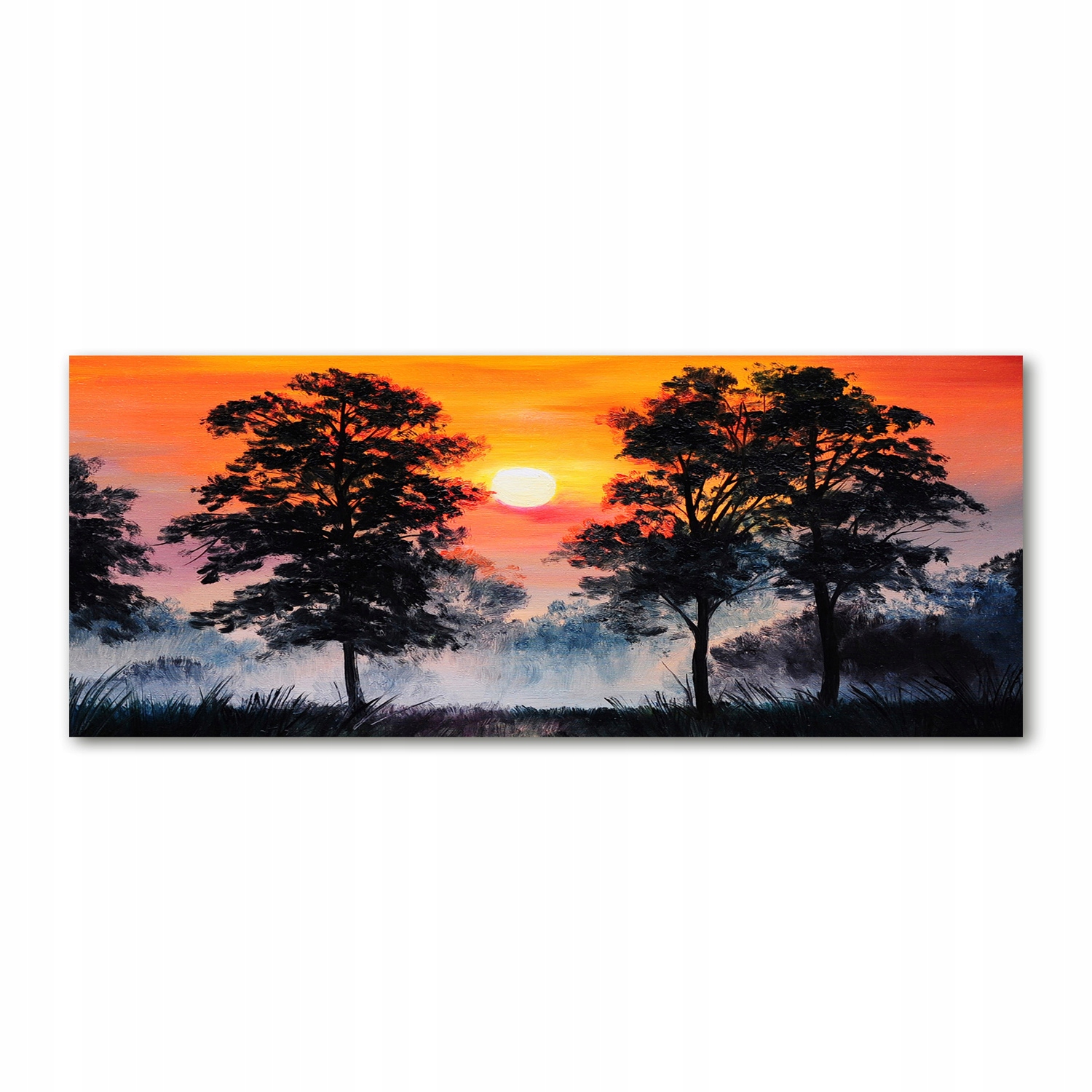 

Foto obraz szkło akryl Zachód słońca las 125x50 cm
