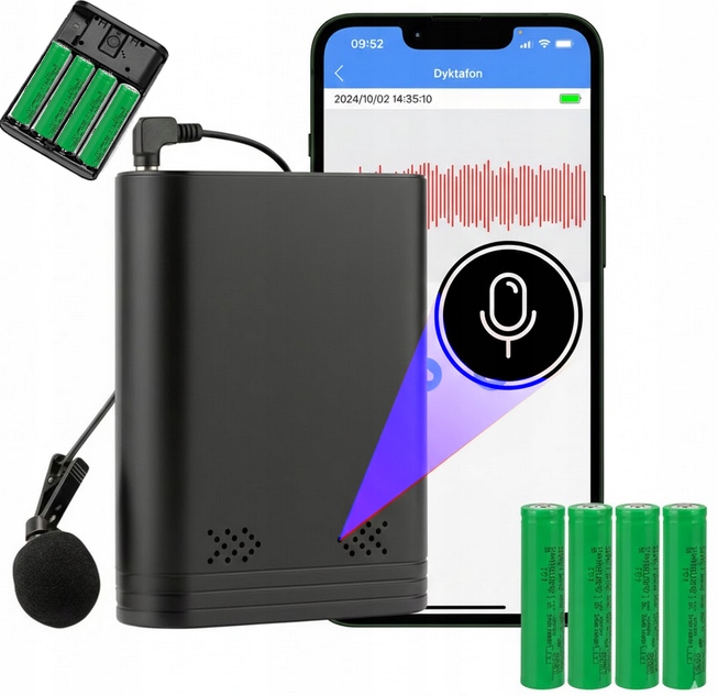 Špionážny Diktafón WiFi Podsluch Mini Magnet 4 Akumulátory