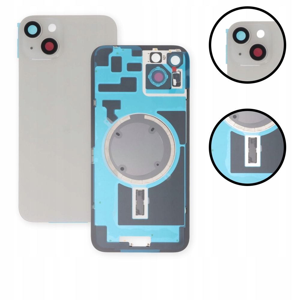 Tylna szyba klapka baterii panel tylny ramka do iPhone 14 Plus, biała