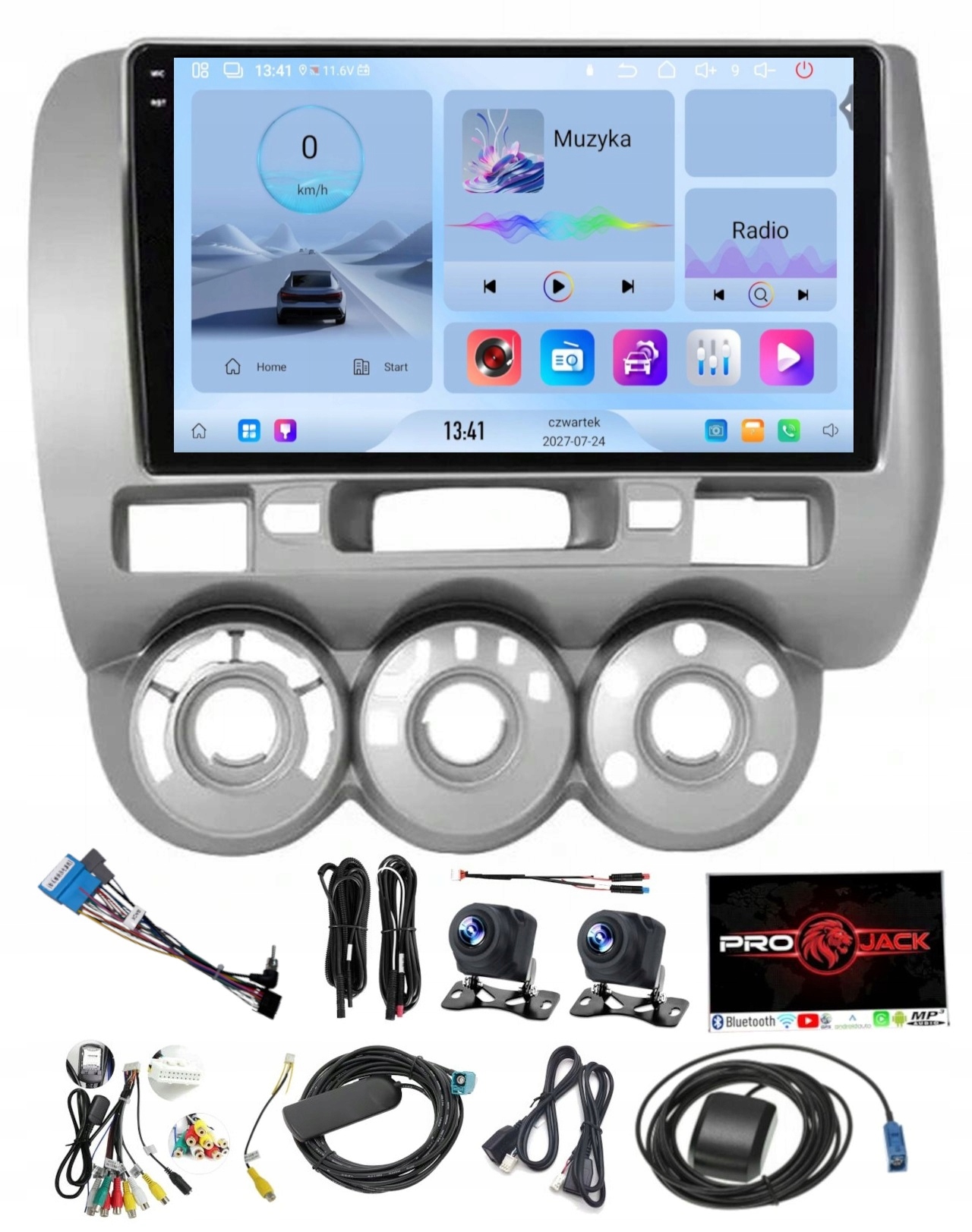 Rádio Navigace Android Carplay Gps Bt Honda Jazz 2001-2008 4GB 64GB Sim