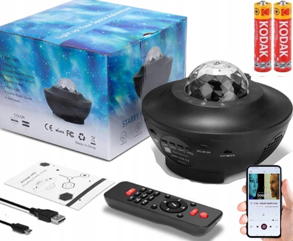 

Projektor Gwiazd Lampka Nocna Led Głośnik Bt 3w1