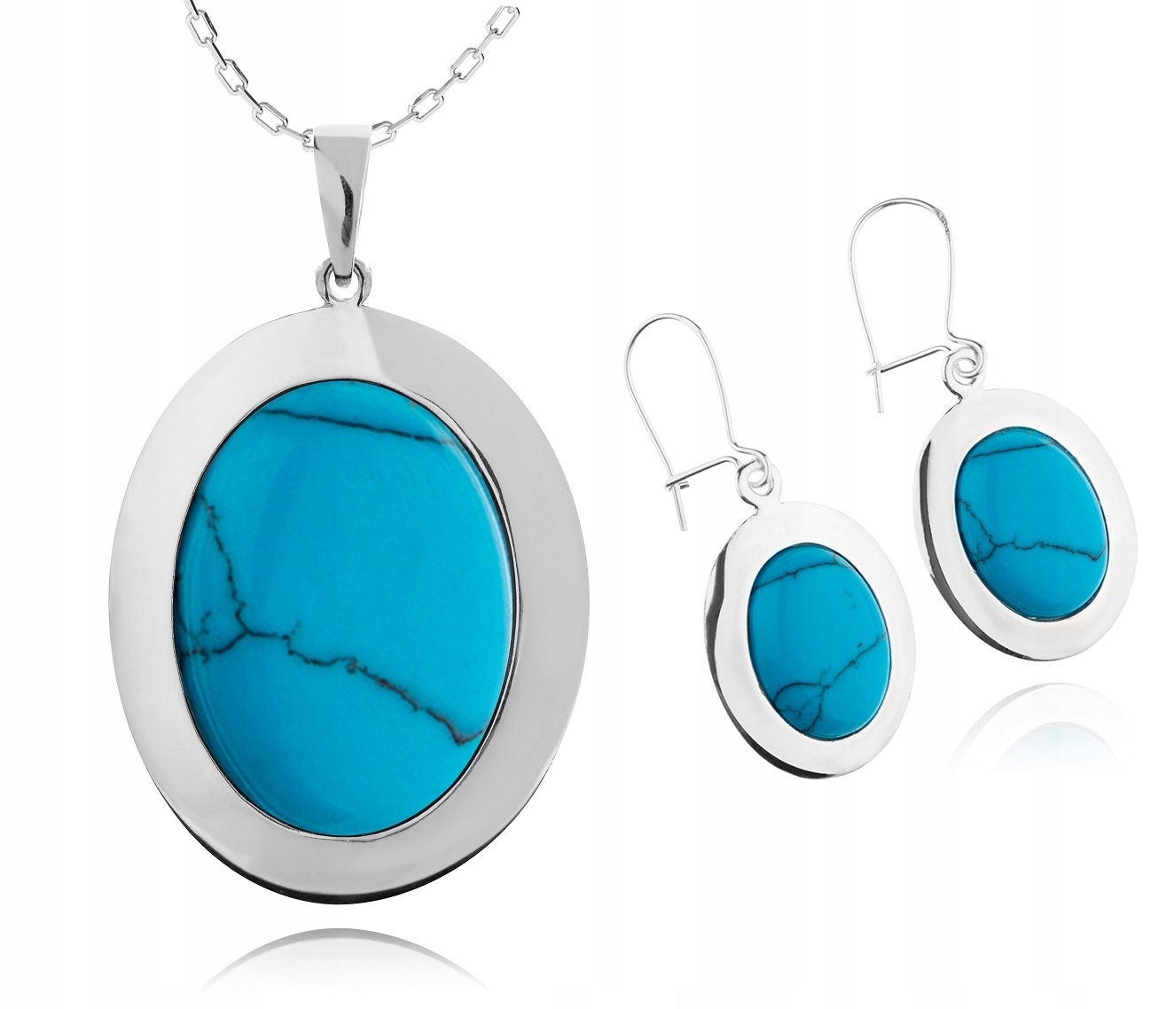 

Srebrny Komplet Biżuterii Z Turkusami Pr. 925