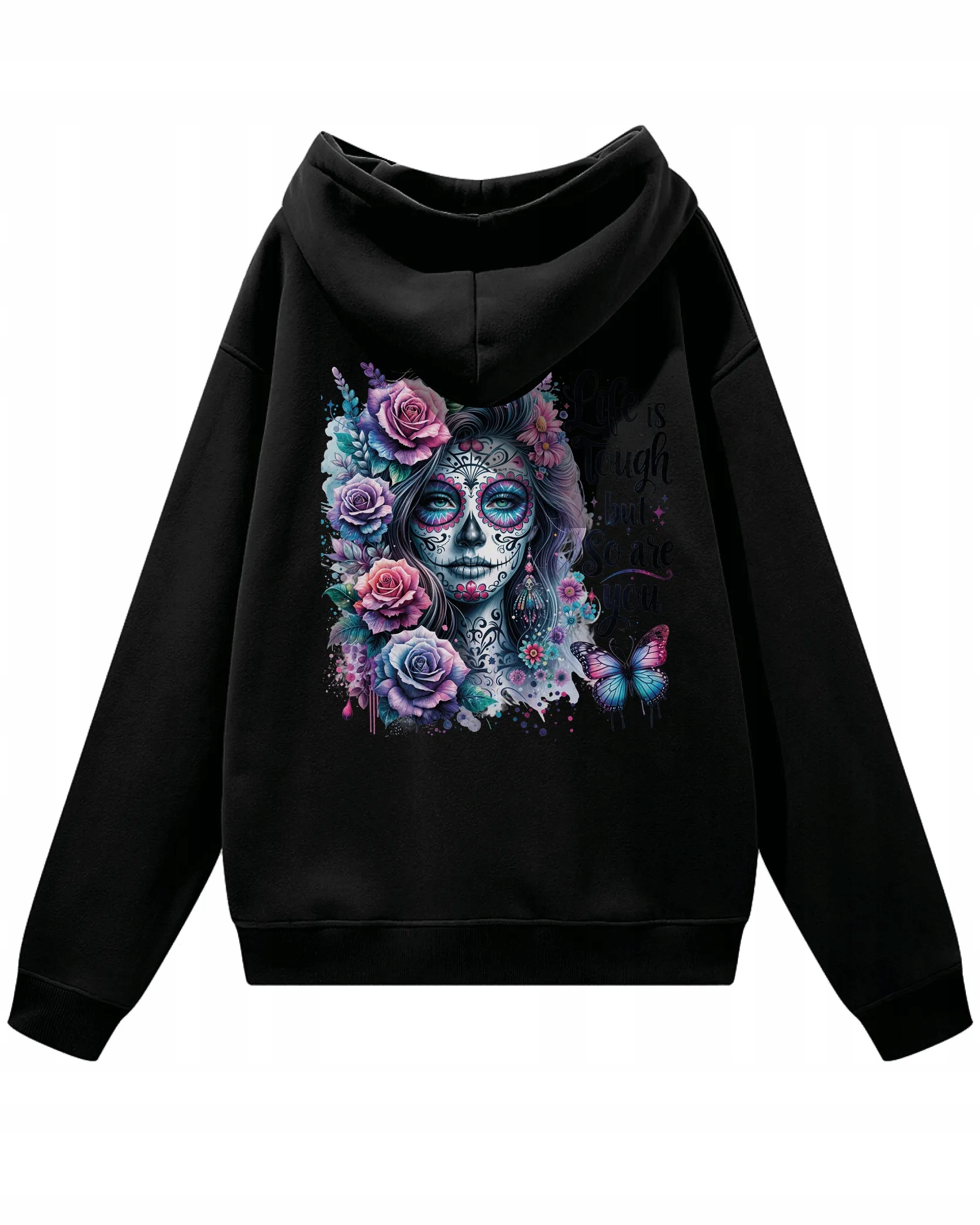 Život je těžký, ale ty taky. Volná Oversize mikina s kapucí . Černá. M.