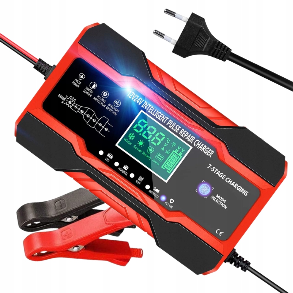 Prostownik AUTOMATYCZNY Z FUNKCJĄ NAPRAWY 12V 24V 10A