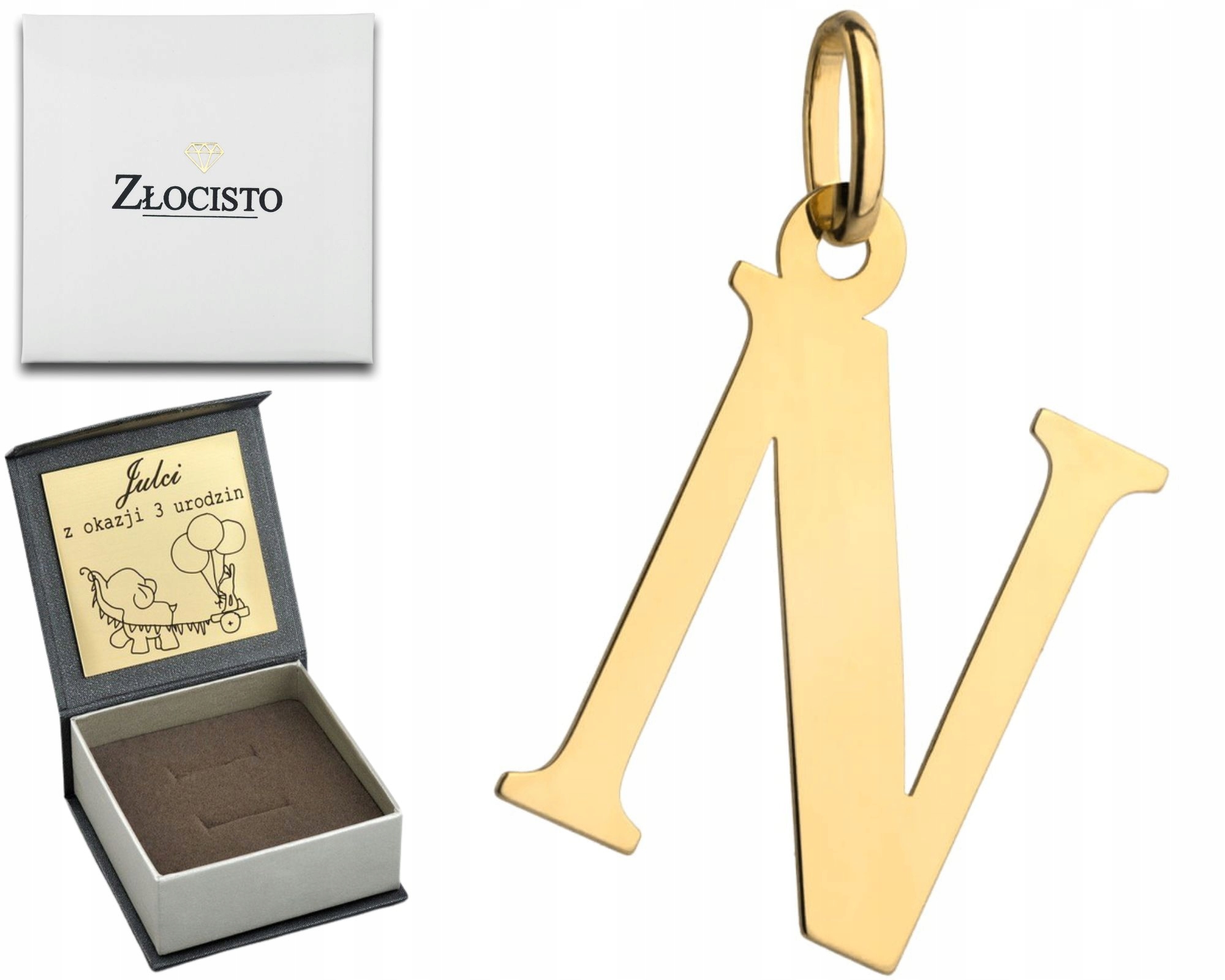 Zlatý Přívěsek Velké Písmenko N 585 Gravírování
