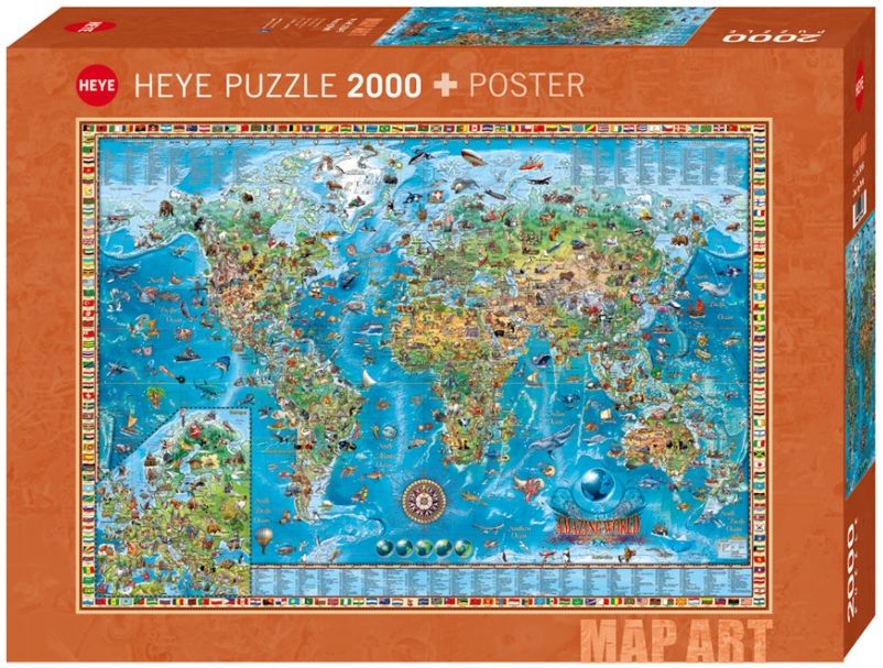 Světová Mapa Puzzle 2000 Dílků Amazing World Heye