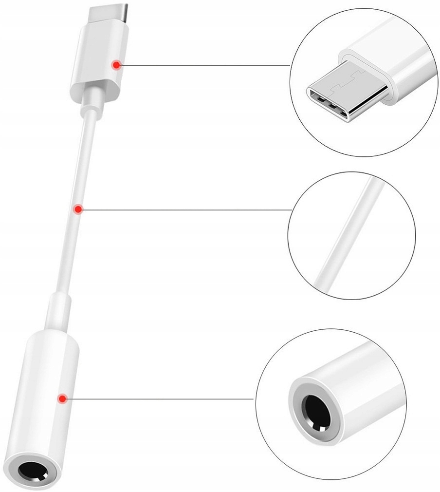 ADAPTER PRZEJŚCIÓWKA KABEL PRZEWÓD USB-C DO GNIAZDA SŁUCHAWEK MINI JACK Złącza minijack (3,5 mm) - USB typ C
