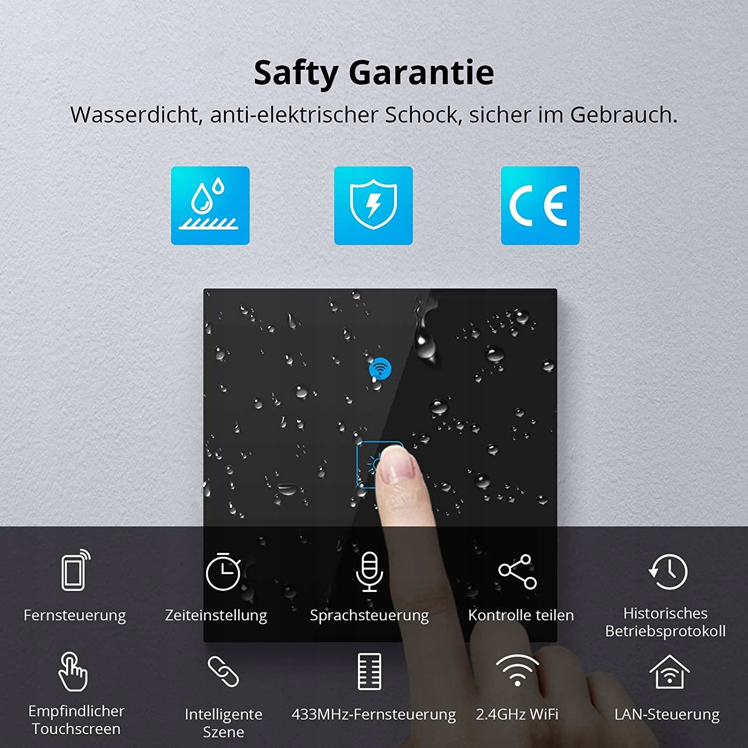 Przełącznik Woolley Smart WS-EU-1C czarny H438 Seria Smart