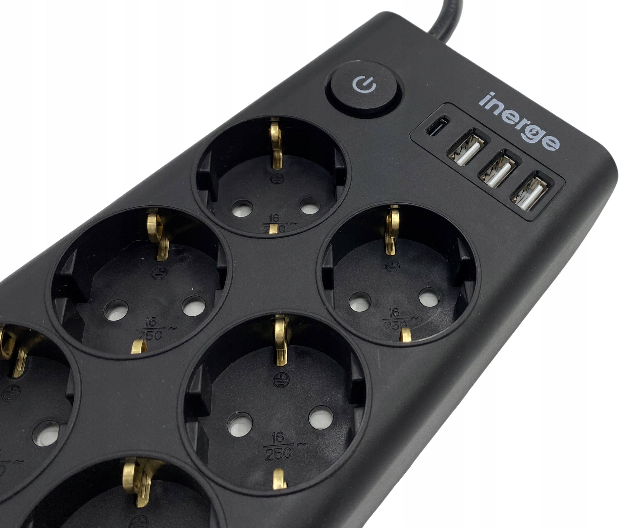 PRZEDŁUŻACZ LISTWA ZASILAJĄCA 10 GNIAZD 2m 4x ŁADOWARKA USB 3x1,5MM² LED Uziemienie Z uziemieniem