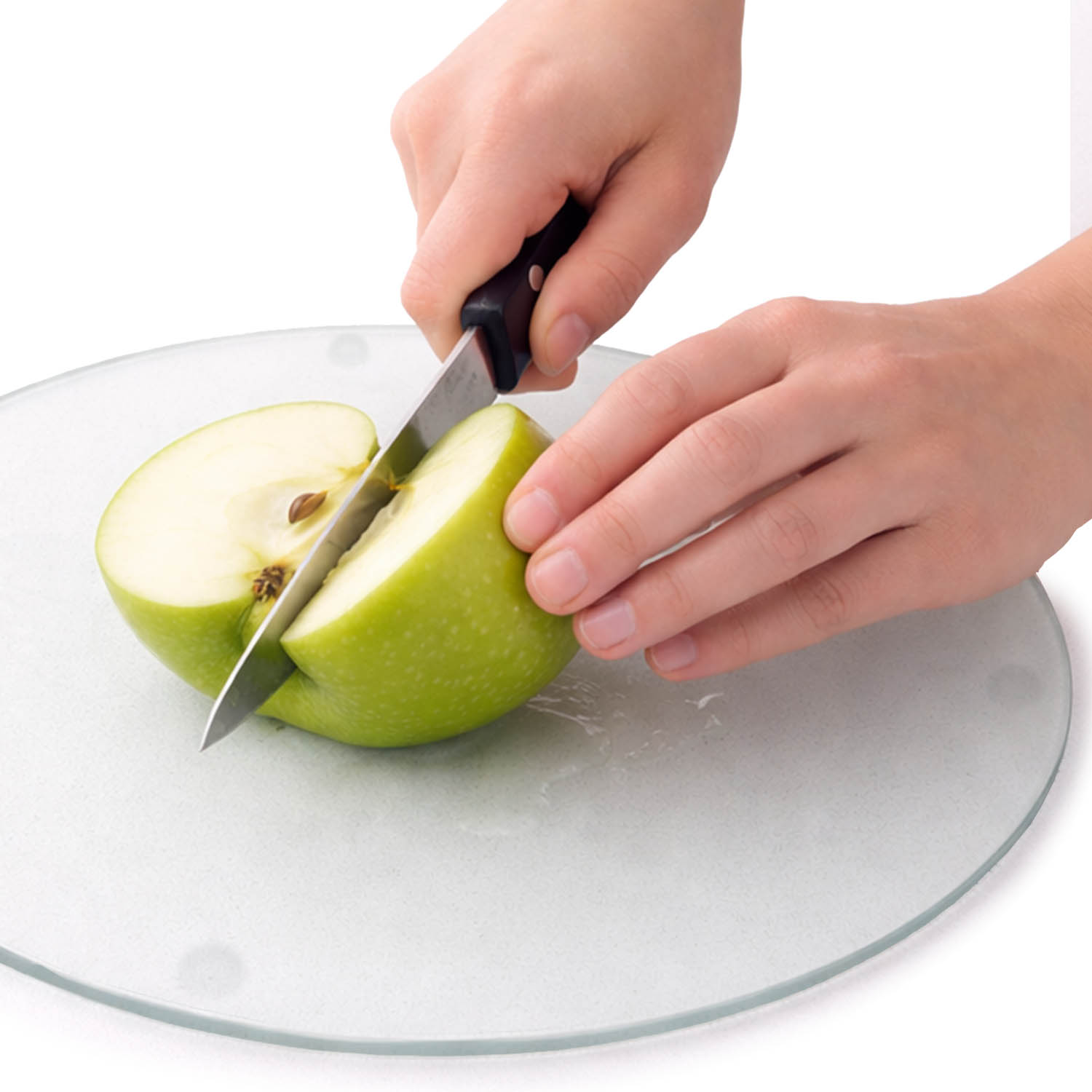 Skleněná deska Mléčná protiskluzová pro krájení a zdobení pracovní desky, průměr 40 cm