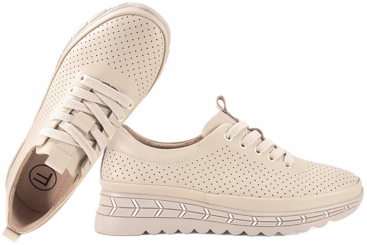 Filippo DP7803 Ažurové Polobotky Tenisky Na Platformě, Kožené, béžové 38