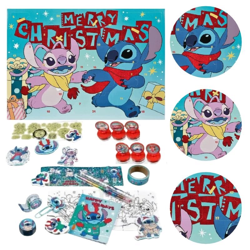 Адвент-календарь Disney Lilo & Stitch, 24 сюрприза: канцелярия, наклейки, пазлы — фото 2