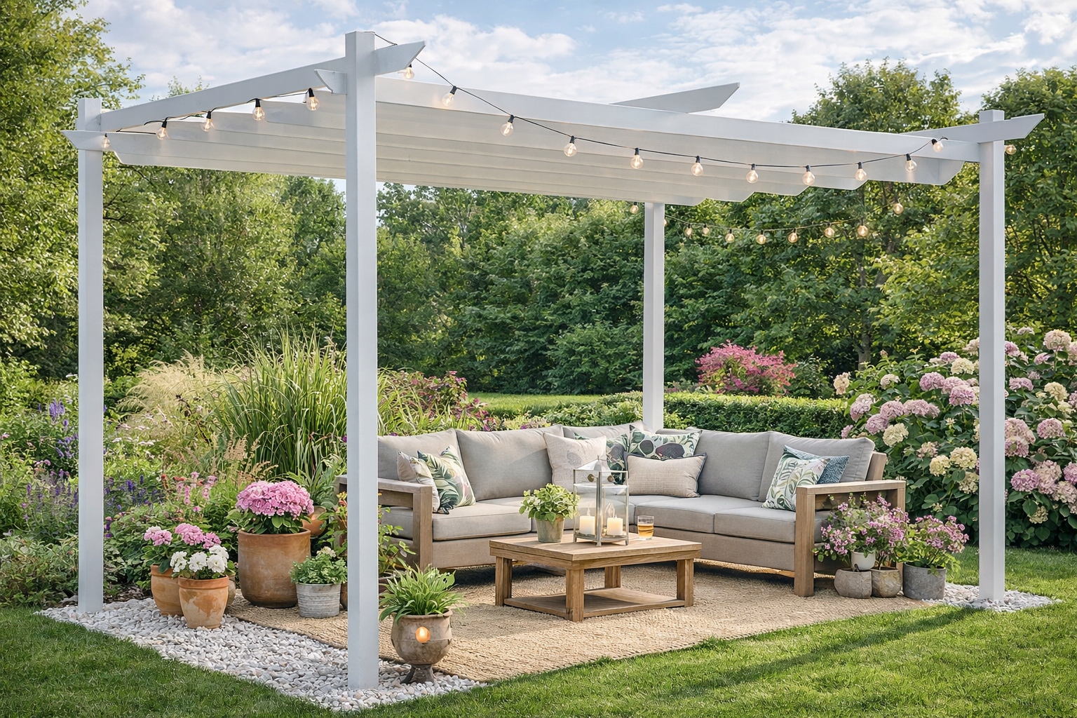 Pergola ogrodowa 3x4 tarasowa metalowa altana zadaszenie biała dach biały