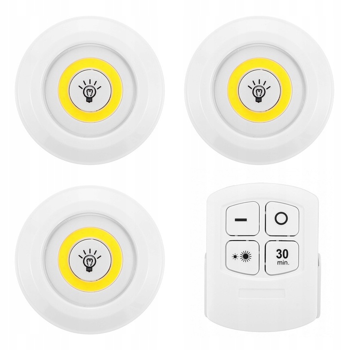 3x LAMPKA COB BEZPRZEWODOWA LAMPA PILOT NA BATERIE