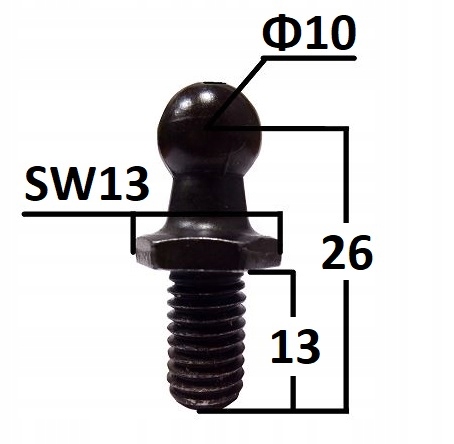 

Sworzeń kulowy o średnicy 10mm gwint M8 dł. 26mm