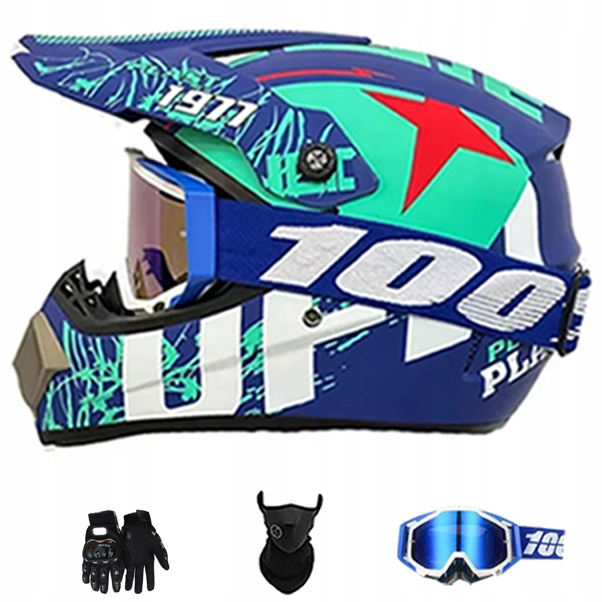 Motocyklová Přilba Lehká Enduro Quada Brýle Rukavice Maska M