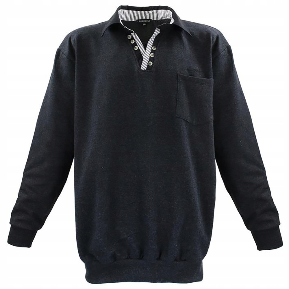 Lavecchia mikina pánská LV-602 nadměrná velikost 7XL grafitová