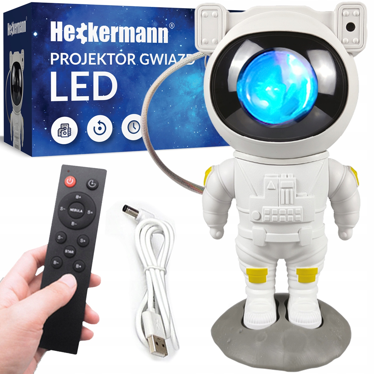 

Projektor Gwiazd Nieba Led Lampka Nocna Astronauta